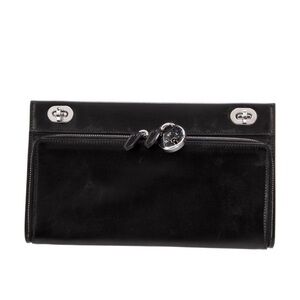 Ralph Lauren Black Leather Clutch with Silver Hardware
